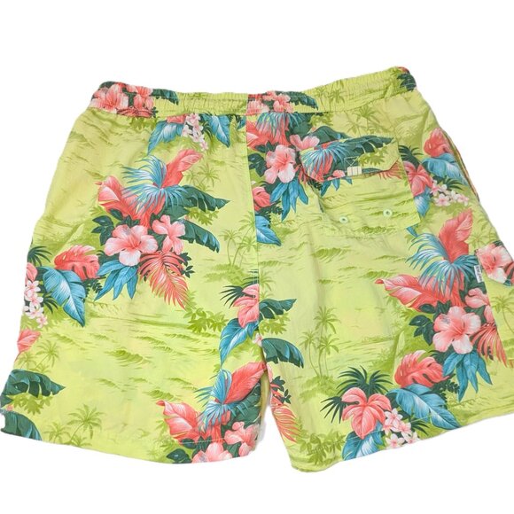 Tommy Bahama Relax Men's Swim Trunks XL Bright Floral Hawaiian Yellow Green EUC - Picture 2 of 16